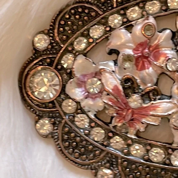 Vintage Brass & Enamel Belt Buckle - Picture 4 of 7